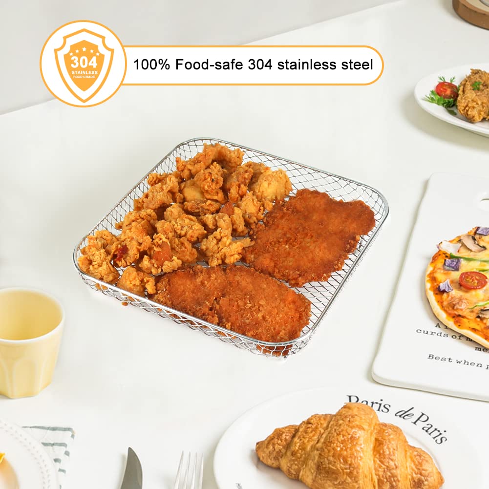 3Layer Air Fryer Racks Stainless Steel Basket Tray Stackable Multifunctional Durable Ovens Racks Air Fryer Accessories