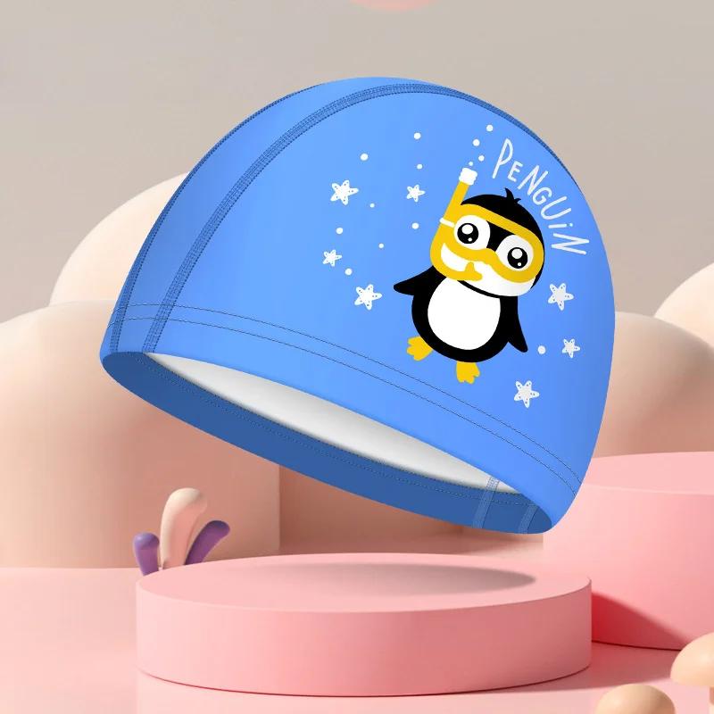 Cartoon Swimming Caps PU Waterproof Long Hair Ear Protection Children Swim Cap for Boys Girls Kids Swimming Cap Pool Accessories