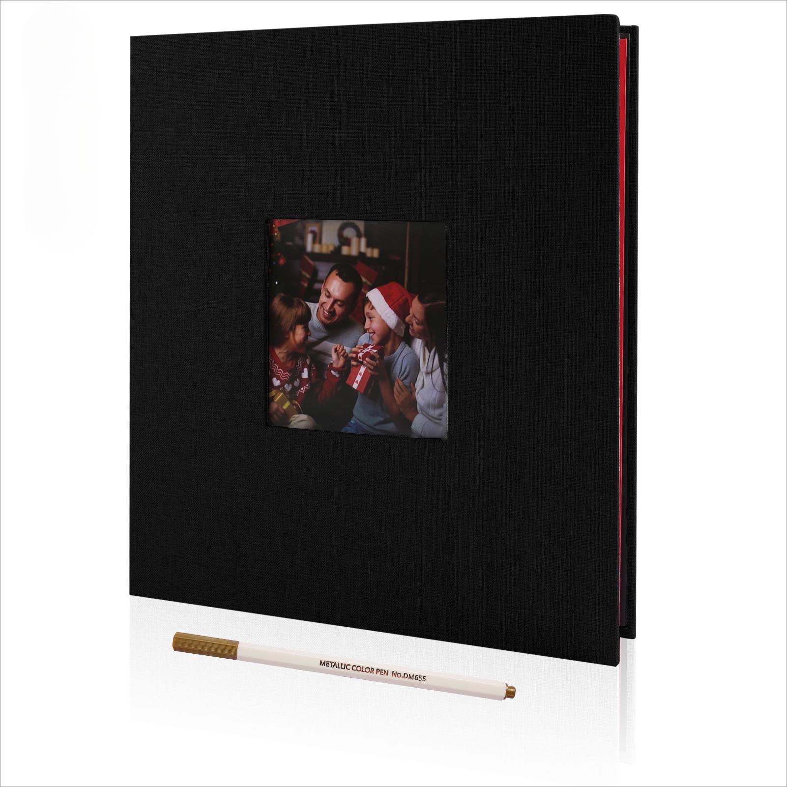 

28X27CM Большие фотоальбомы Самоклеящиеся для 4x6 8x10 фотографий Альбом для скрапбукинга DIY 40 пустых страниц с металлической ручкой чёрный