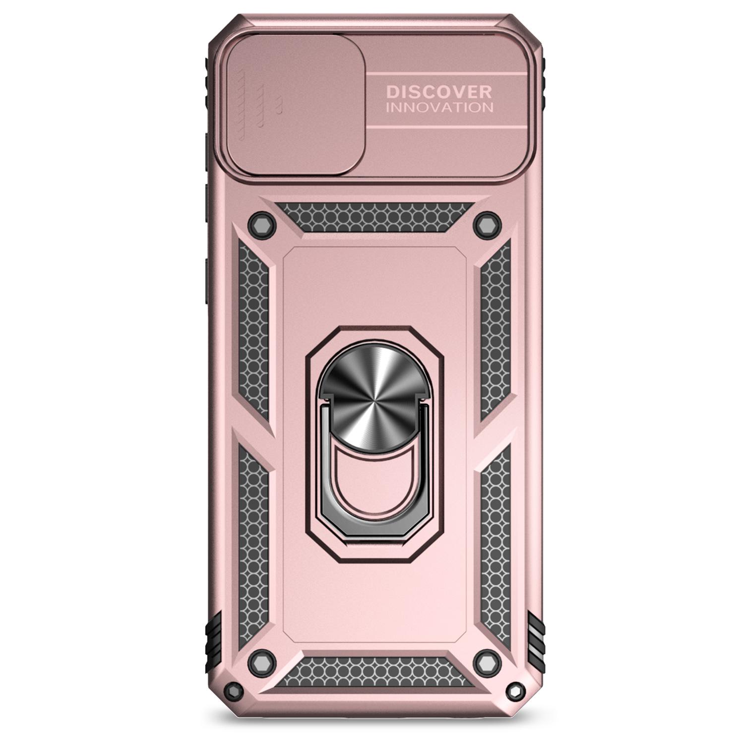 

Для Samsung Galaxy A03 Core Armor Чехол для телефона Защита объектива камеры Металлическое кольцо-подставка Противоударный чехол Samsung Galaxy A03 Core розового золота