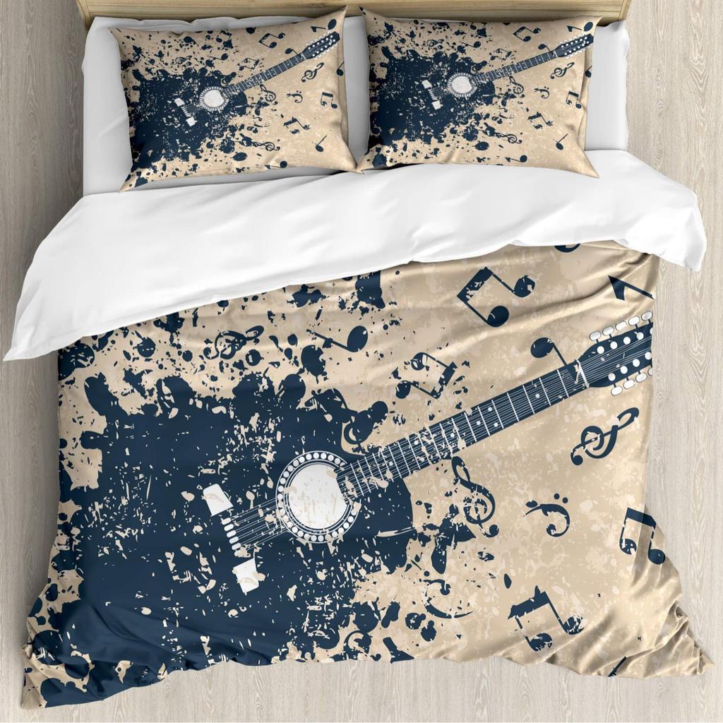 Rock guitar three-piece duvet cover grinding kit digital printing