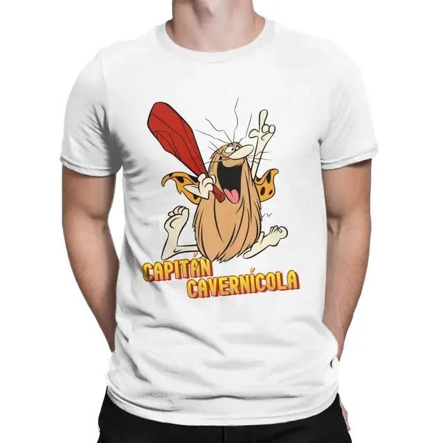 Funny Captain Caveman Cavey 1980s Cartoon Print Tops Men Clothing Ropa Hombre Camisetas Hanna Barbera Graphic TShirt Oversized