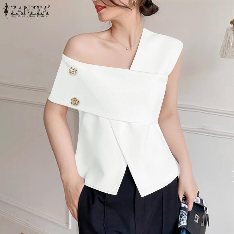 

ZANZEA Women Summer Casual Off Shoulder Sleeveless Blouse S белый