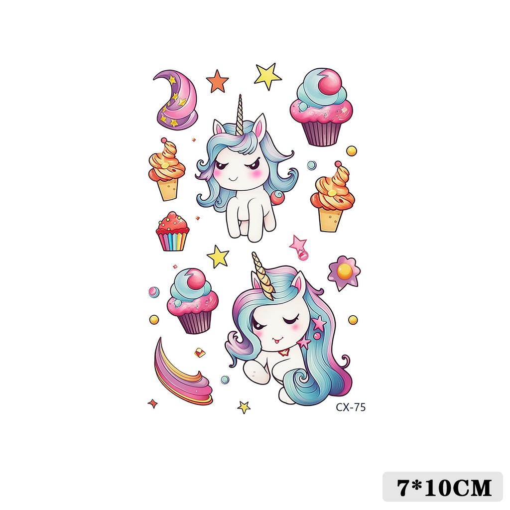 Cartoon Kids Dinosaur Mermaid Fruit Flower Animal Robot Finger Arm Tattoo Sticker