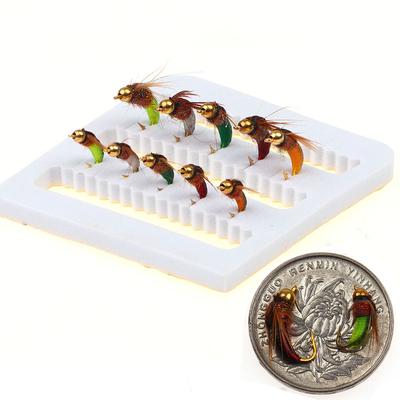 10PCS #12#14 Fast Sinking Brass Bead Head Latex Realistic Nymph Pupa Worm Flies Artificial Insect Fly Fishing Lure Bait