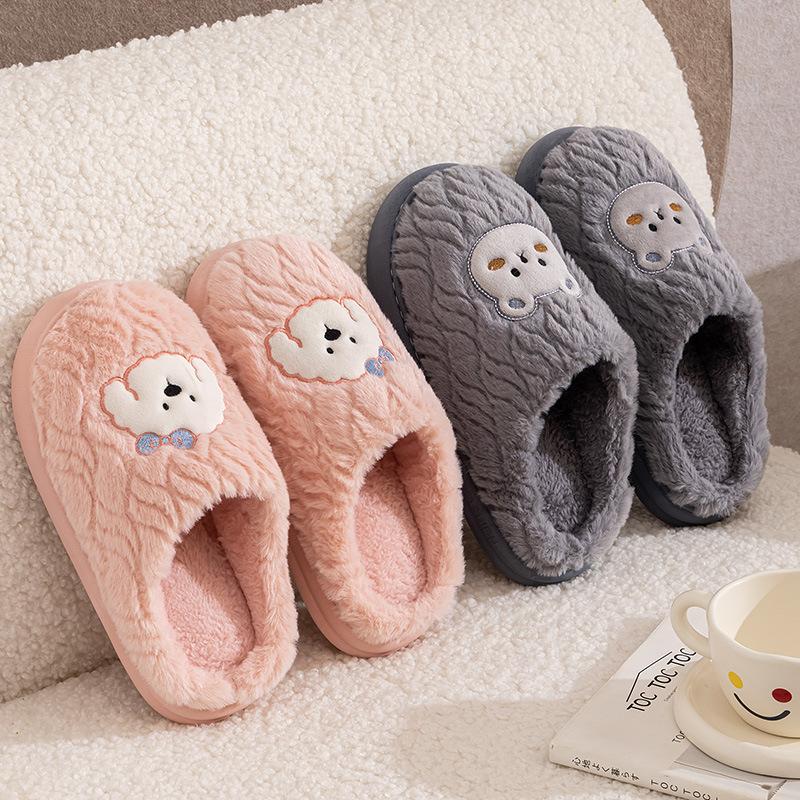 Qidashun couple cotton slippers winter, new indoor and outdoor plush cotton shoes thickened warm wool cotton mop