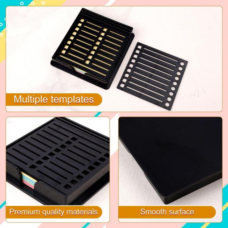 Sturdy Plastic Sticky Note Organizers with Stencil Templates for Personalize Office Supplies Desk Setups Daily Use