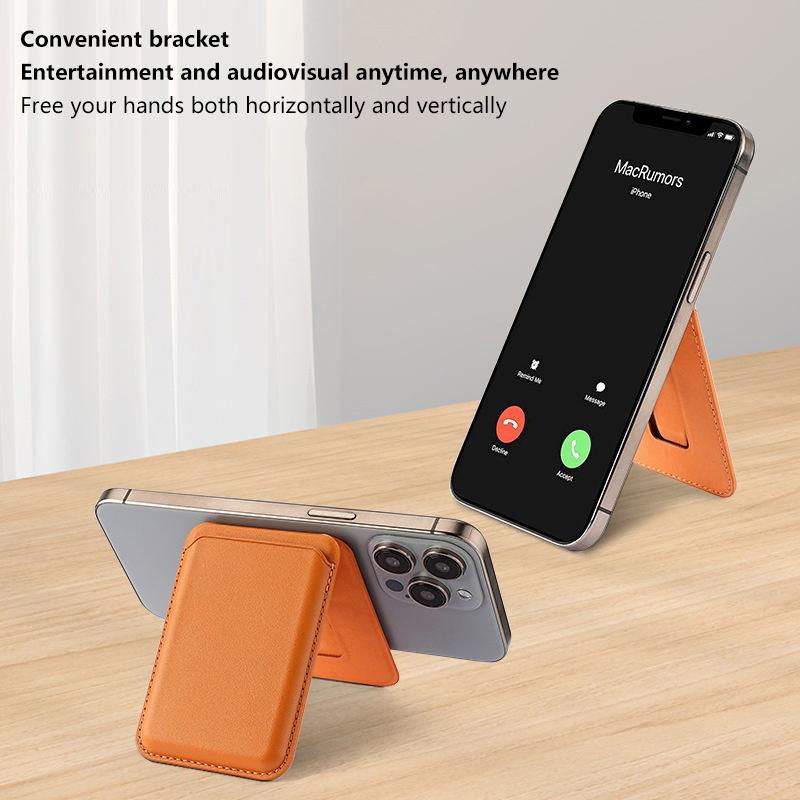 Magnetic For Magsafe Leather Wallet Card Holder For Iphone 16 15 14 13 Pro Max Hide Phone Stand Bank Id Card Holder Pocket Cover