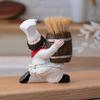Charming Chef-Themed Toothpick Holder with Wooden Bucket - Resin, No Power Needed, Perfect for Home & Party Decor