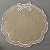 Placemat with Petal Shape And Bow Embroidery Table Mat Round Heat Insulation Non-Slip Oil Resistant Placemat for Dining Room