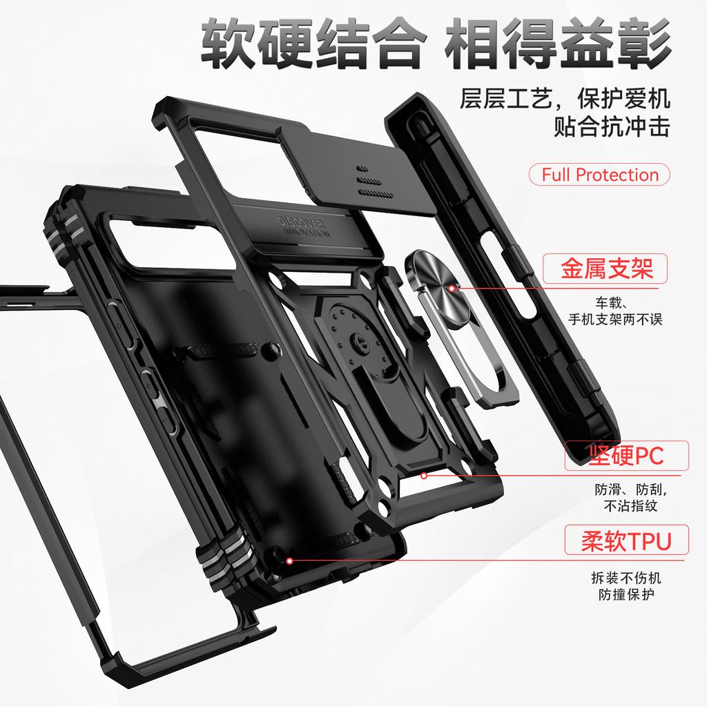 Suitable for Pixel Fold Sergeant Ring Anti-drop Mobile Phone Case Google Flod Creative Window Case