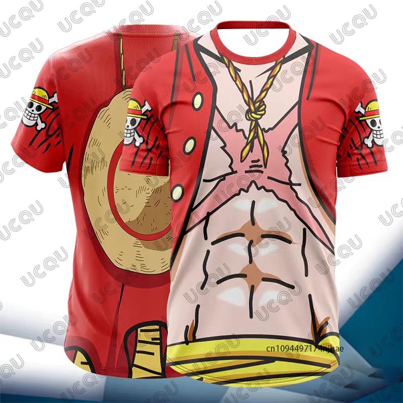 

2026 New One Piece Anime Luffy Cosplay 3D Print Men s T-shirt Summer Short Sleeve O-neck Tees Casual Sports Kids/Adult Tops S