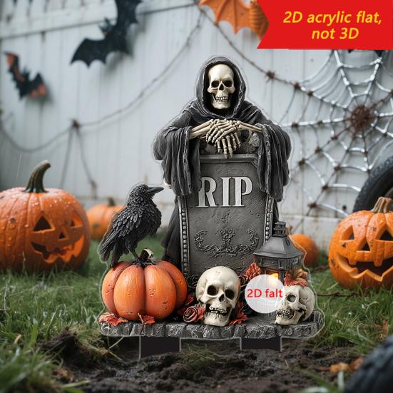 

Halloween Garden Stake 2D Flat Pumpkin Man Decoration Outdoor Skeleton Decorative Stake for Lawn Yard Patio Decor A