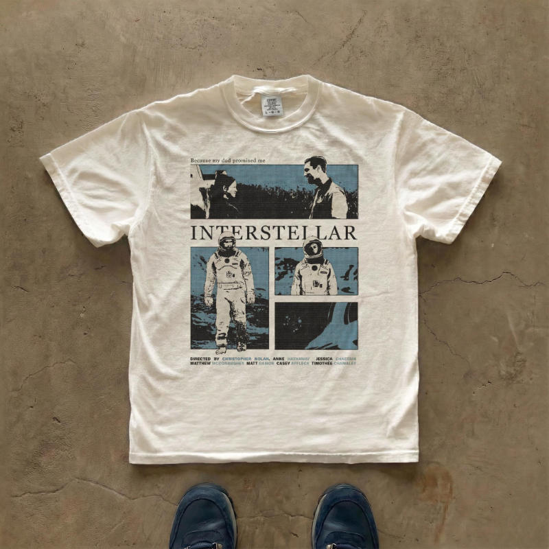 Interstellar Filmplakat T-Shirt Grafik-T-Shirt Vintage-T-Shirt Kurzarm Herren-T-Shirts für den Sommer Unisex Ganzjahres