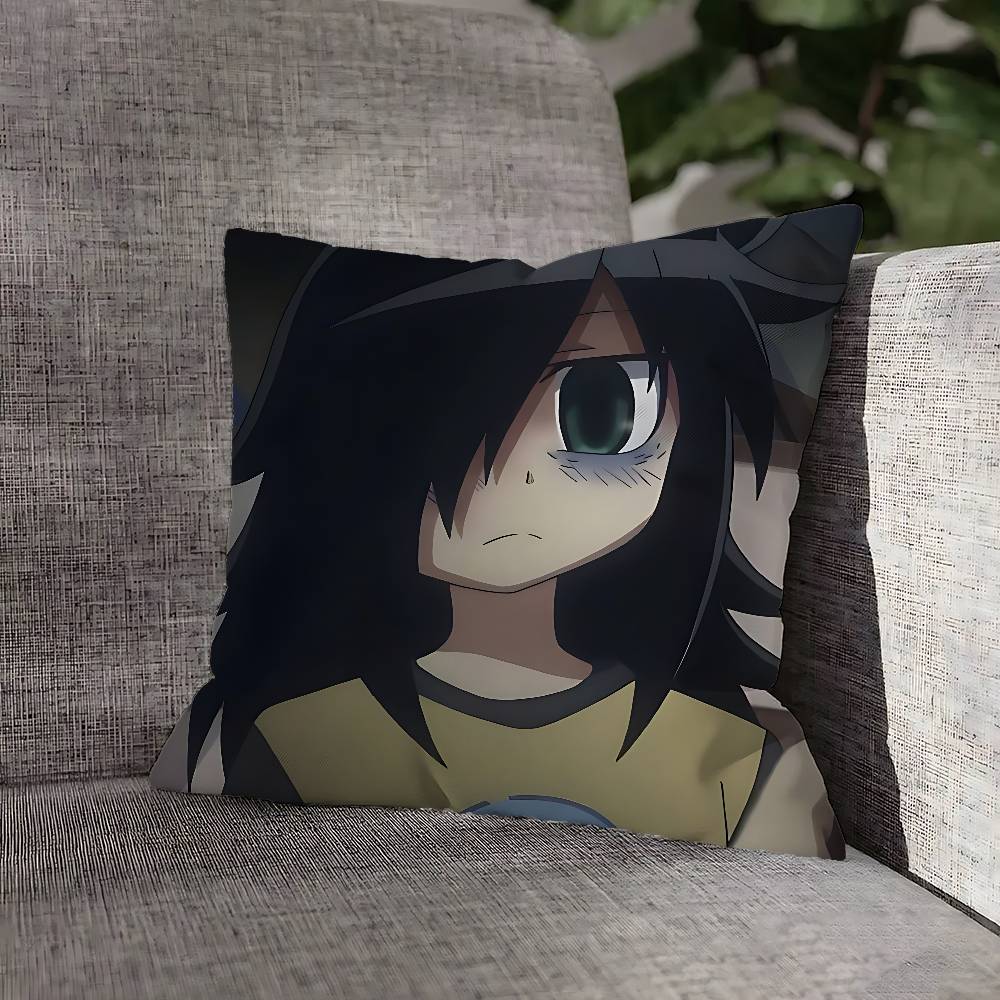 W-Watamote Tomoko Kuroki Pillow Case For Sofa Decor Car Office Room Printing Cushion Cover Decorations and Protector