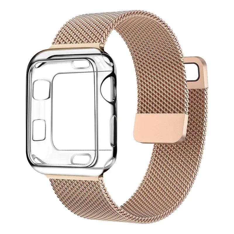 Custodia Milanese+Cinturino per Apple Watch Band 9 8 7 6 SE 5 4 49MM 41mm 40mm 44mm 42mm 38mm Cinturino per Iwatch Serie 9 Correa 45mm