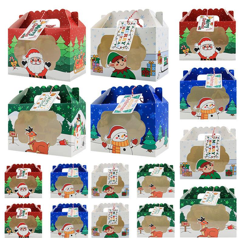 Christmas Handheld Box Window Candy Packaging Box Hand Carry Cooking Cake Cookie Box