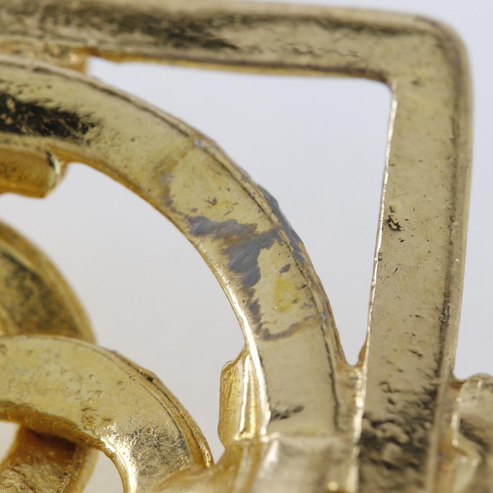 CHANEL Earring Plated Gold Square 18.7g Women Used