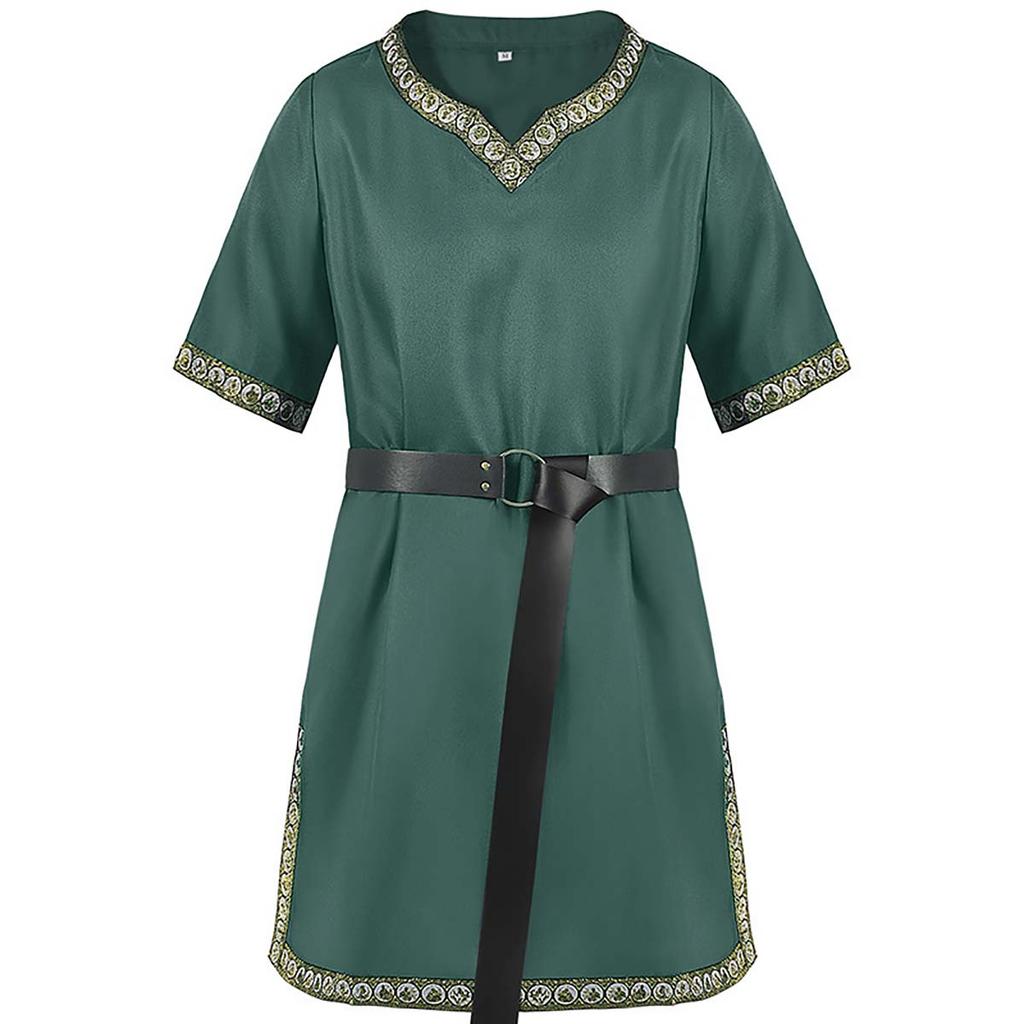 Herren Mittelalter Kostüm Wikinger Tunika Ritter Krieger Renaissance Hemden Mit Gürtel MDEC-020