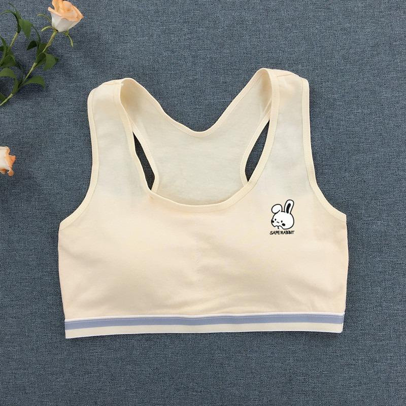 New Girls' Sports Training Bra, Safe Rabbit Pattern, Kids Underwear for Primary & Junior High Students, Teen Tube Top Bra