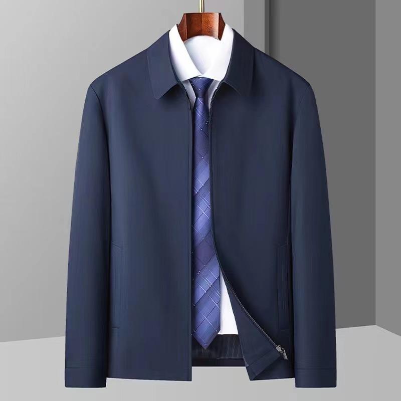 

Весенний новый однотонный простой мужской топ среднего возраста с лацканами и длинными рукавами 4XL