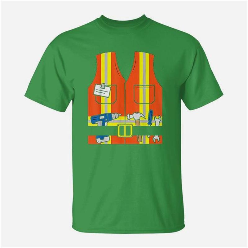 3D Bauarbeiter Orange Warnweste Grafik T-Shirt für Unisex Kleidung Sommer Lässig Unisex Oberteile T-Shirts Mode T-Shirt