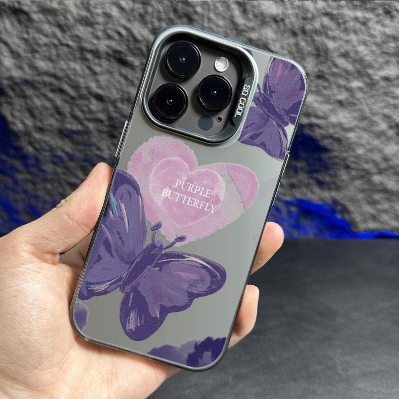 Color silver high value for Apple 16/13/12 anti-drop mobile phone case X matte XSMAX love butterfly 15 trendy models