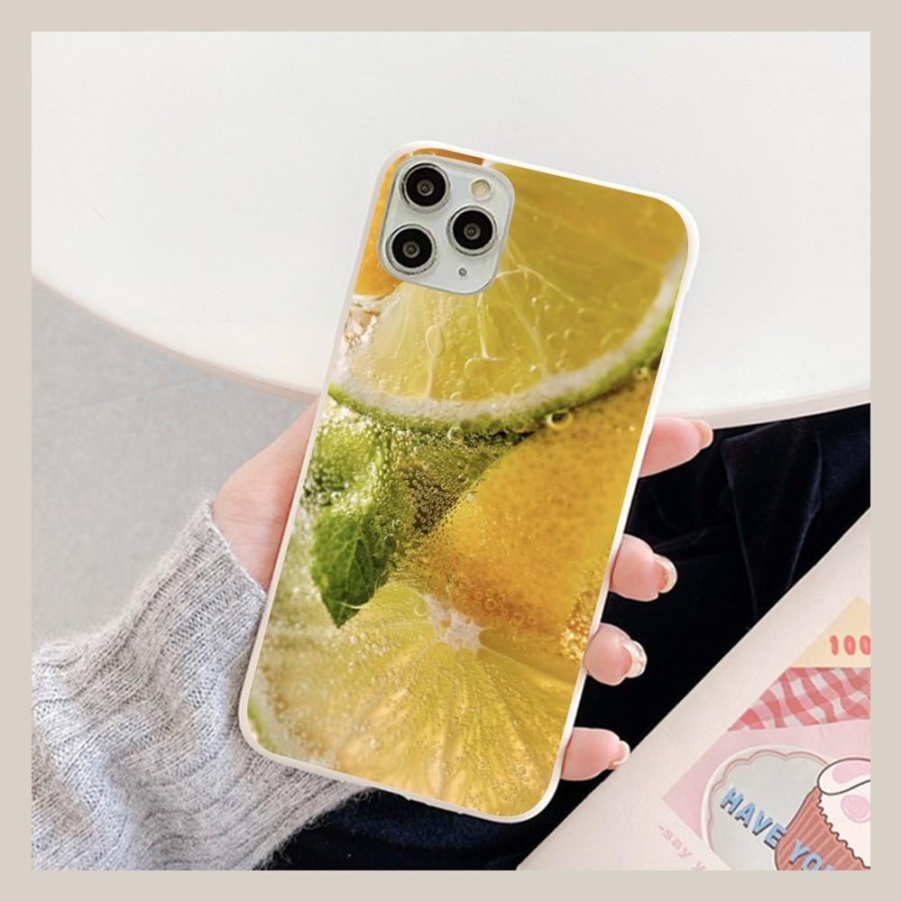 Fruit Lemon Phone Case For IPhone 14 11 12 13 Mini Pro Xs Max 8 7 6 6S Plus X XR Solid Candy Color Case