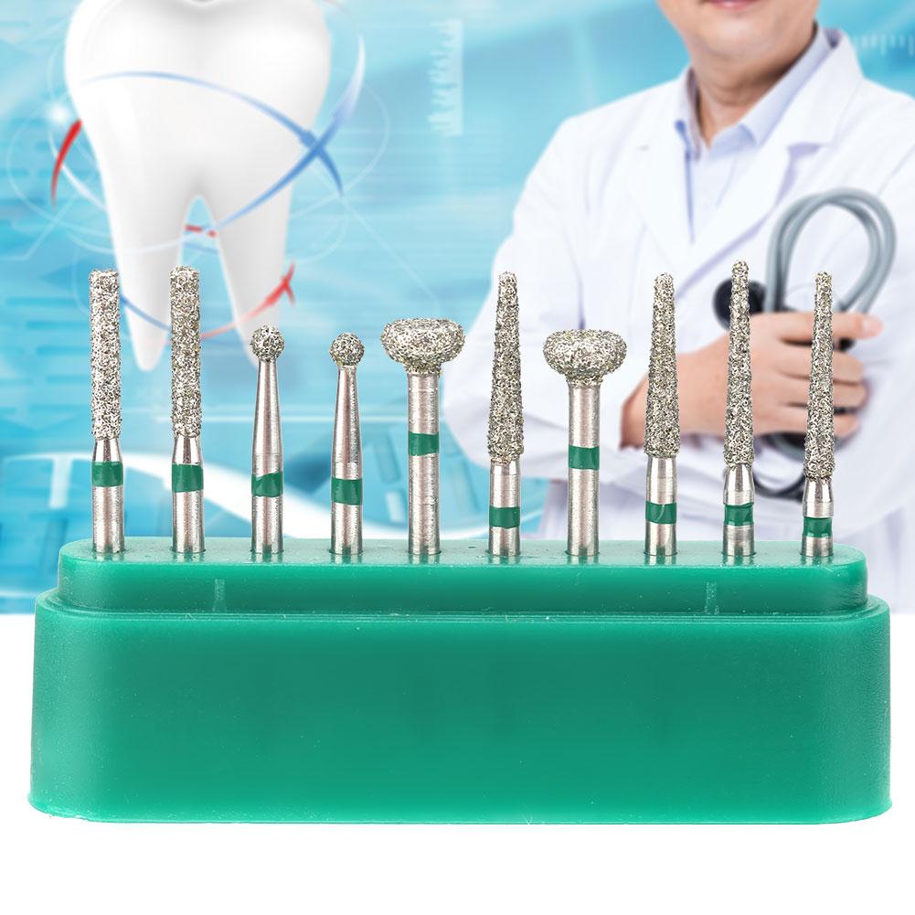 10pcs Dentistry Stainless Steel 1.6mm Round Handle Dental Diamond Burs Drills Kit