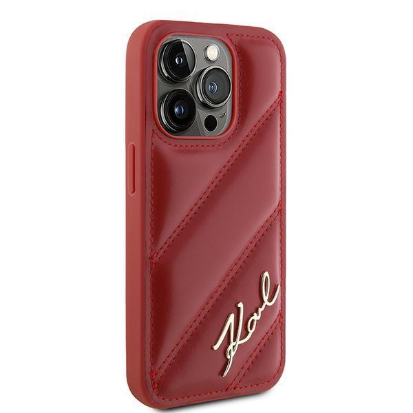 Karl Lagerfeld Klhcp15Lpqdsmgr Iphone 15 Pro 6.1 Czerwony/Red Hardcase Diagonal Quilted Script