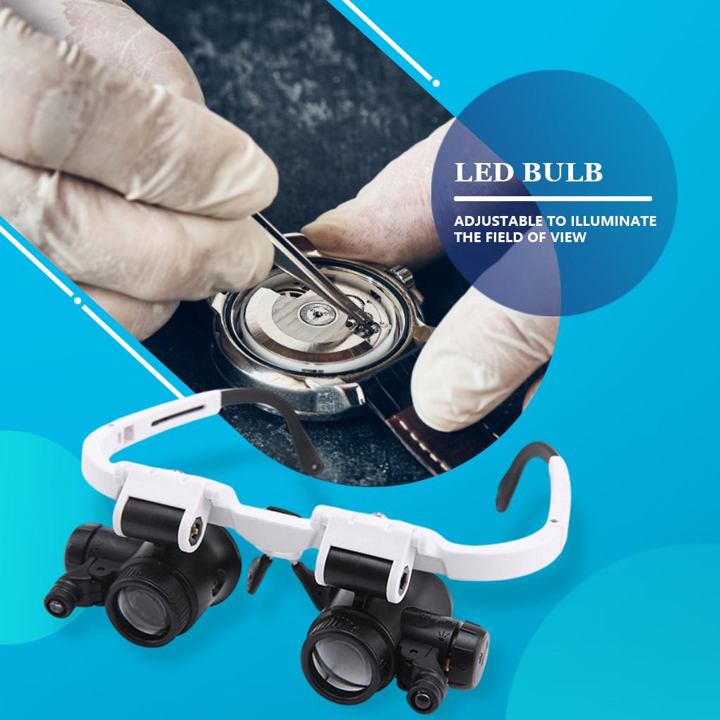 Jewelry Magnifying Glasses with LED Light Magnifier Eyeglasses Portable Lighted Loupe Tools Electronic Repair Close Work