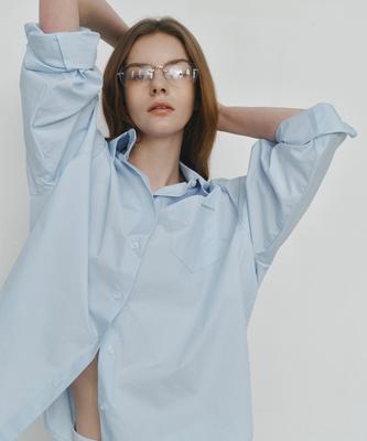 NON AND NON Oversized Pocket Cotton Shirt_N6Ssh0425 (Sky Blue)