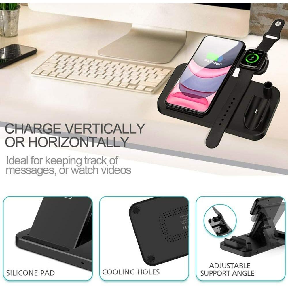 4-in-1 Fast Charger Qi Wireless Charging Station for Samsung iWatch iPhone Pencil