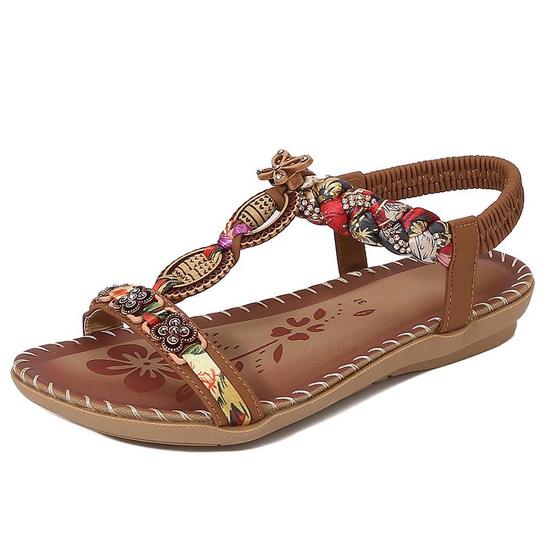 

2025 Европа, Америка и 2025 популярные сандалии женские Европа и Америка стразы простые и легкие повседневные на плоской подошве большого размера с открытым носком женские 40 темно-коричневого