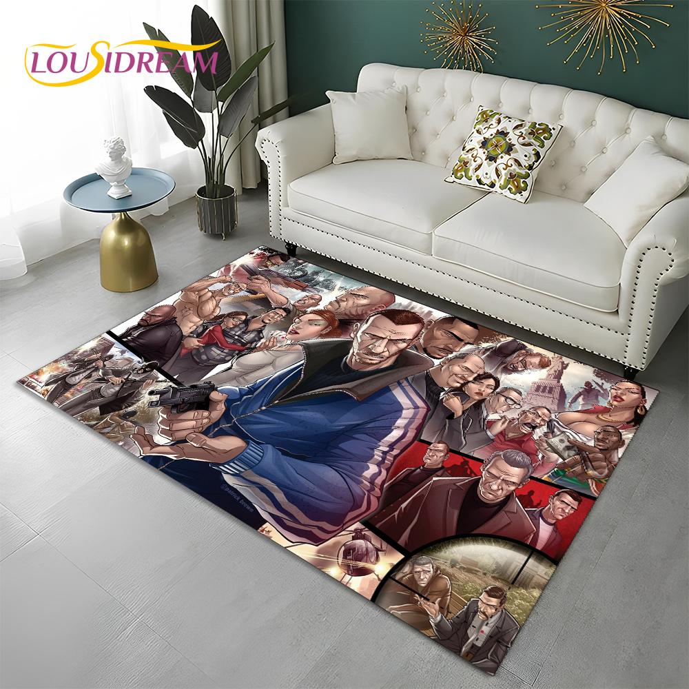 Grand Theft Auto Games 3D GTA  Gamer Carpet Rug for Home Living Room Bedroom Sofa Doormat Decor,kids Area Rug Non-slip Floor Mat