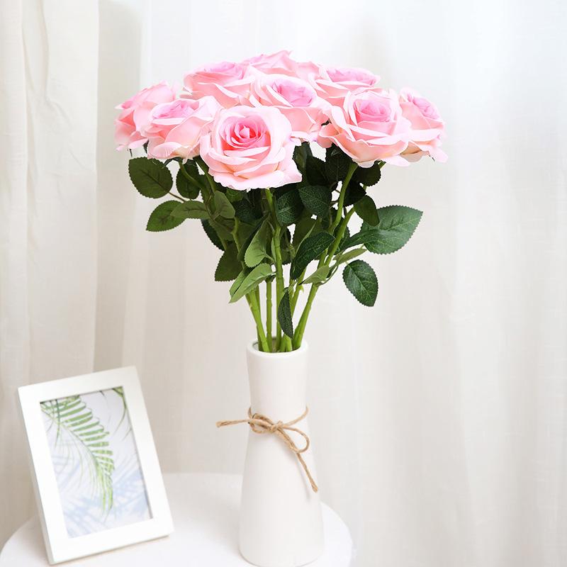 Artificial Red Rose Flowers Living Room Home Decoration Accessories Thanksgiving Wedding Diy Bouquet Silk Flowers Bouquet
