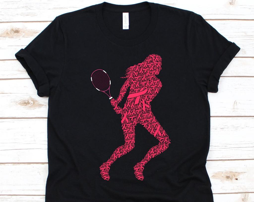 Tennis Player Pink Ribbon Graphic Shirt, Breast Cancer Warriors, Breast Cancer Awareness, Tennis Ball, Tennis Lovers Shirt, Pink Ribbon