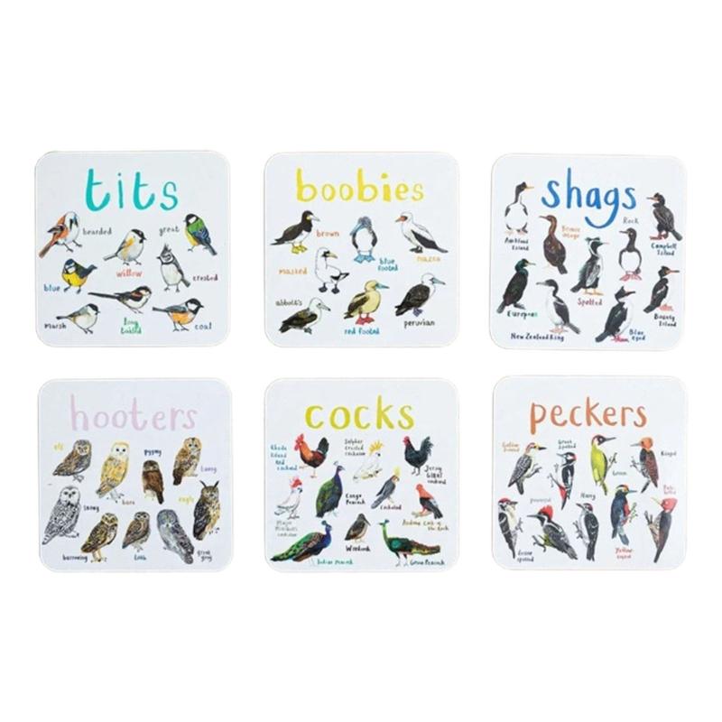 

6 шт. подставки под стаканы с птицами, забавные подставки под стаканы, подставки под стаканы с птицами для домашней кухни и бара