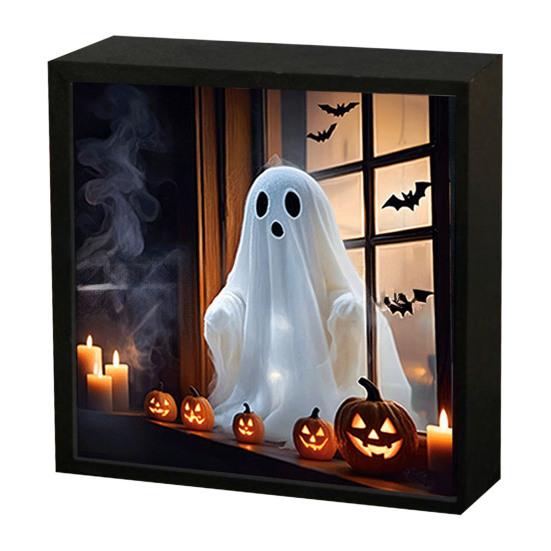Halloween Duch Noční světlo Malování Fotorámeček 3D Plamen Hororová Panenka Svítící Album LED Stolní Dekorace Světlo do Ložnice