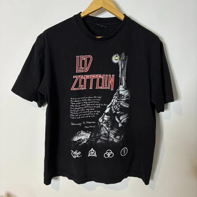 Maglietta Led Zeppelin Vintage Uomo XL Nera Maglietta Band Rock Stairway To Heaven