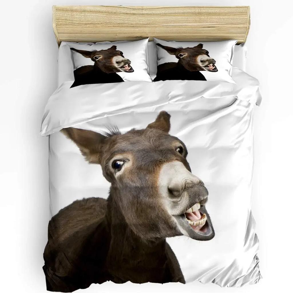 Donkey Duvet Cover King Queen Funny Cartoon Animal Printed Bedding Set For Kids Teens Adults Cute Farm Animals Soft Quilt Cover