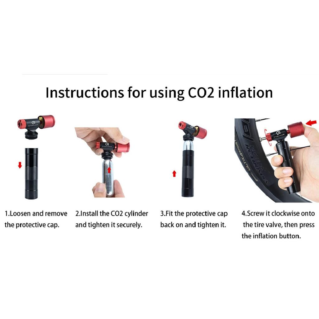 CO2 Inflator for Bike Tires with Cartridge Storage Canister for Presta & Schrader Bicycle Tire Pump No CO2 Cartridges Included