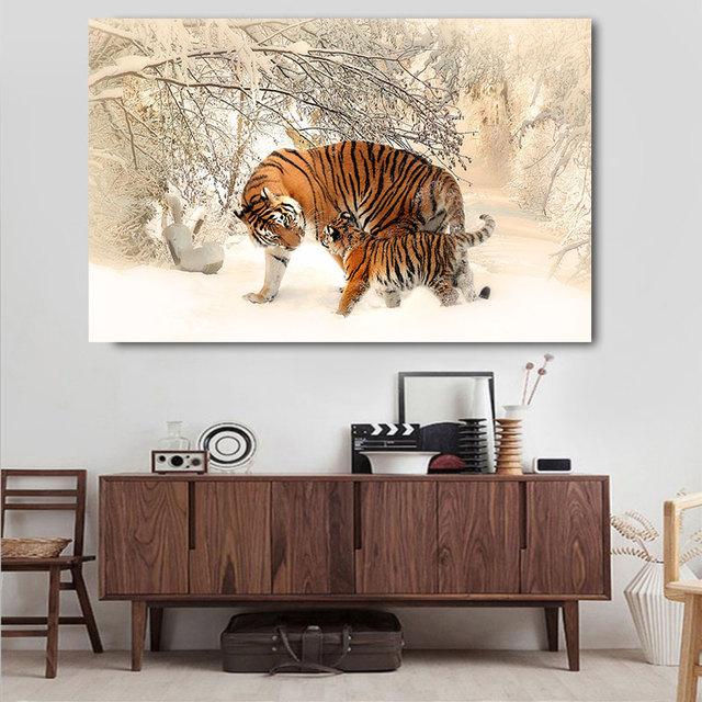 

Картина на холсте с дикой природой, картины с животными, постеры и принты с тиграми, фотографии «мама и сын с тиграми» для декора гостиной, декор в виде зоопарка 21cm×30cm NoFrame