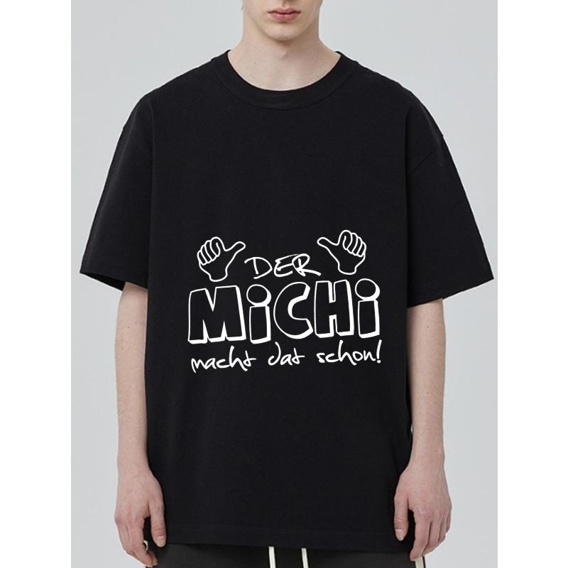 

Черная футболка с текстом Der Michi Macht Das Schon и принтом с жестами рук для повседневной носки XXXXL чёрный