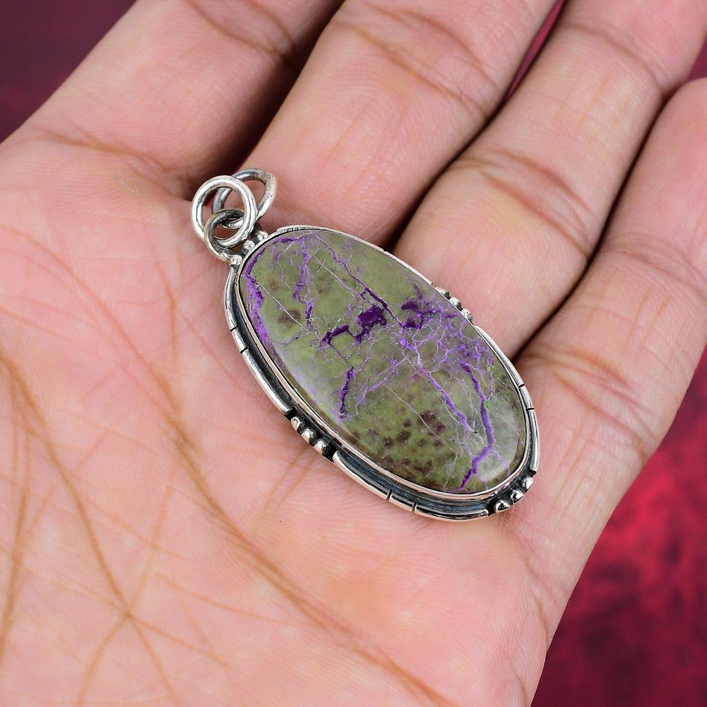 Bijoux en purpurite, pendentif en argent sterling massif 925, bijoux en pierres précieuses faits à la main, cadeaux pour femme, pendentif tout neuf