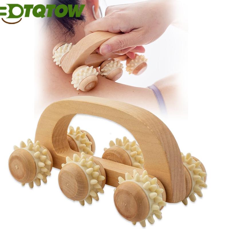 Wooden Fascia Roller For Deep Tissue Muscle Relief Handheld Massage Tool For Sore Body Therapy