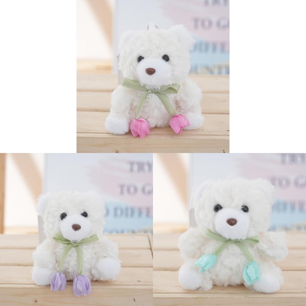 Plush Flower Bear Keychain With Soft Pp Cotton For Women And Girls