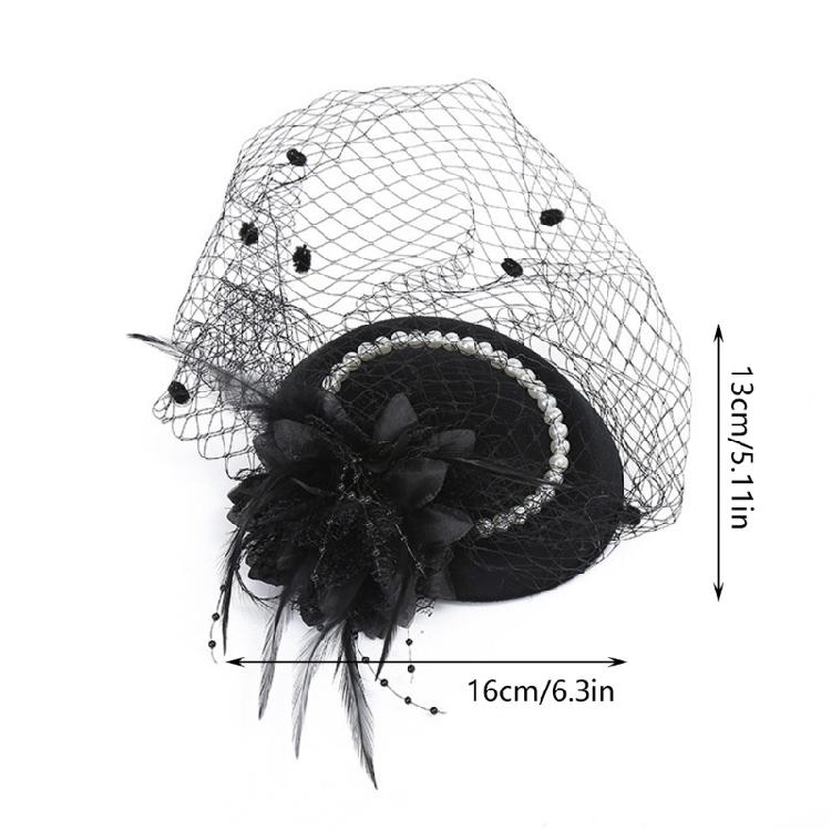 Feather Trimmed Faux Pearls Decorated Mesh Hat Elegant Evening Headwear Ideal For Wedding Guest Attires