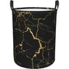 Black Marble Round Laundry Hamper Marbling Texture Storage Basket Toys Clothes Organizer Bin For Home Bathroom Bedroom Dorm Nurs