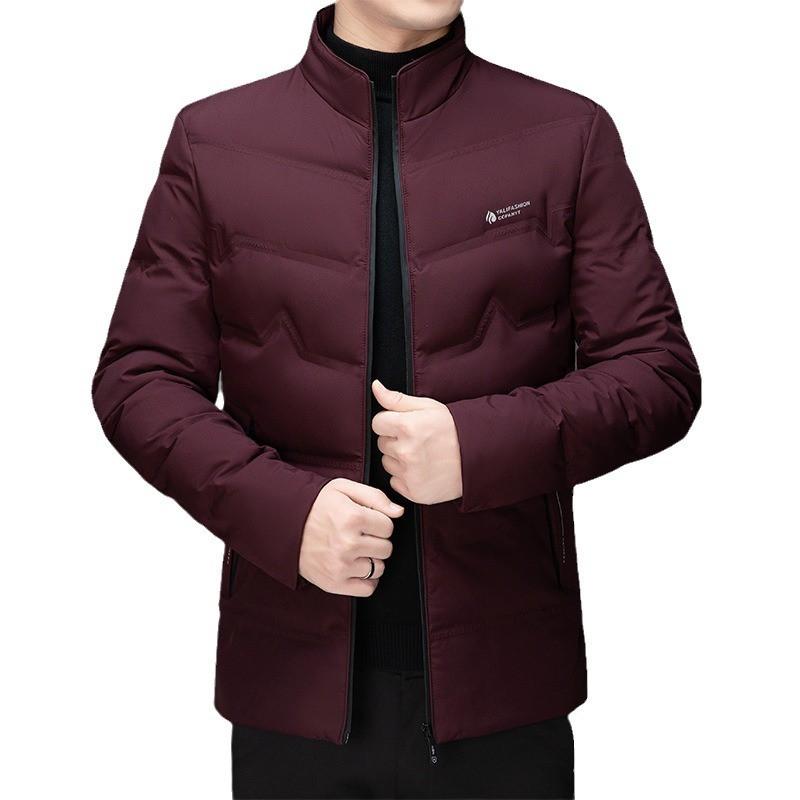 Mens Stand Collar Down Cotton Jacket Winter Warm Casual Outerwear Middle-Aged